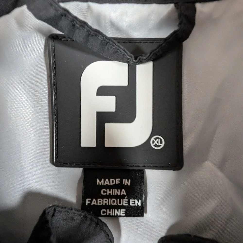 FootJoy Windbreaker Jacket Mens XL Black White Quarter Zip Golf Pullover